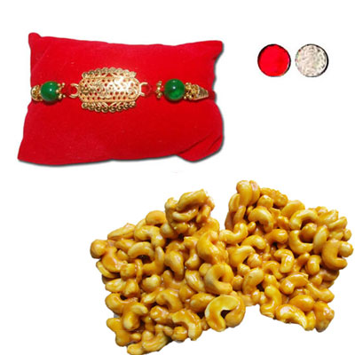 "Rakhi - ZR-5590 A (Single Rakhi), 250gms of KajuPakam Sweet - Click here to View more details about this Product